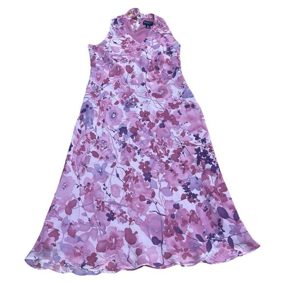 Vintage Ann Taylor Silk Floral Midi Dress PSize 8P Y2K Occasion Romantic Church - Picture 9 of 16